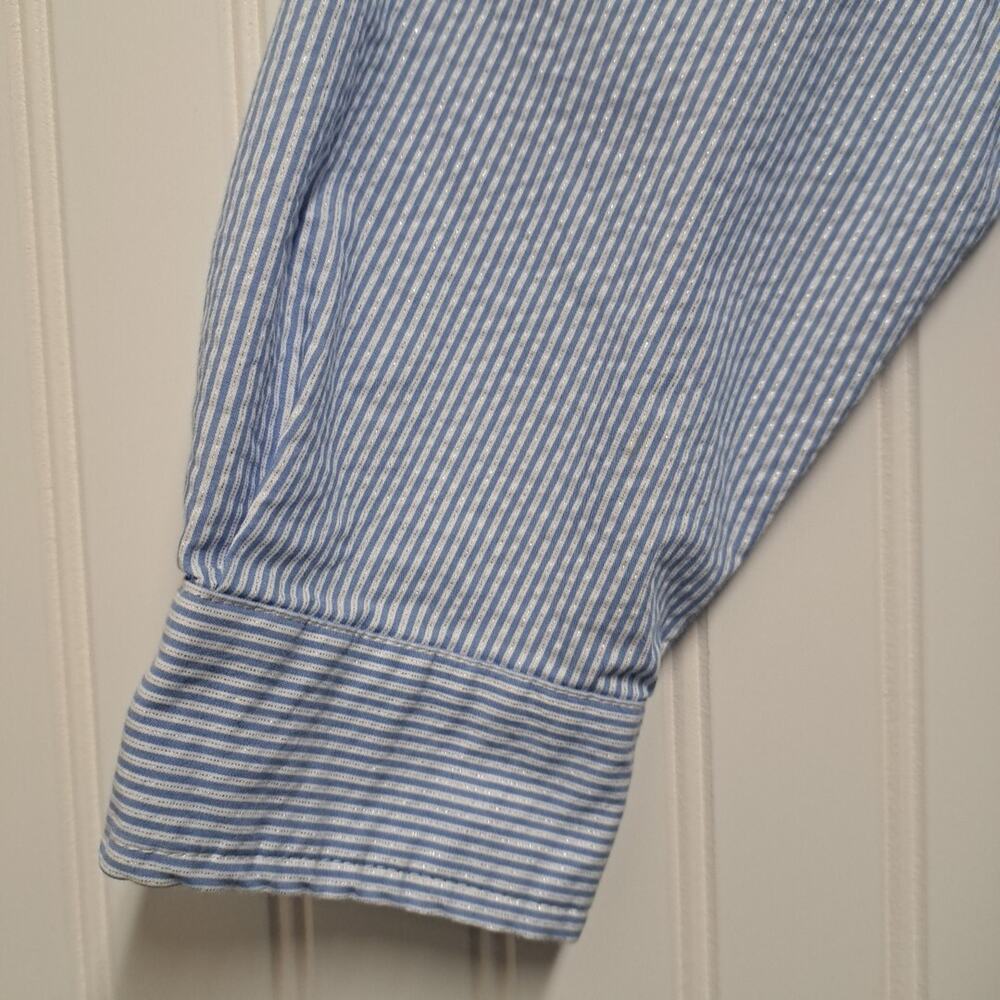 Ava & Viv Long Sleeve Shirt Womens 1X Blue White Striped Button Up Top Coastal - Picture 6 of 14